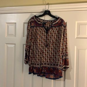 Lucky blouse with cute tie tassels. Size large.